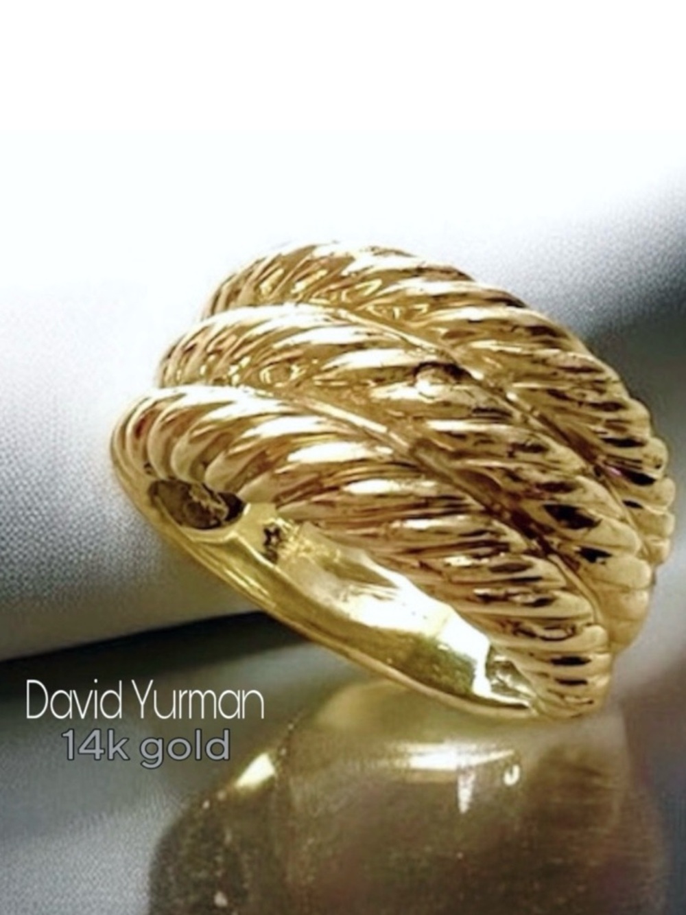 David Yurman triple stacked 14k Gold classic Twisted Rope cable Ring
